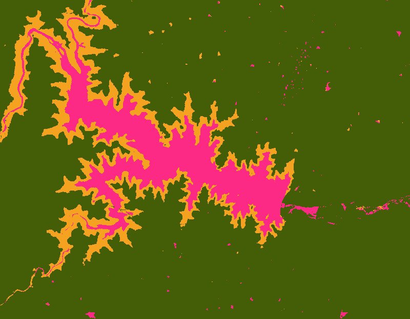 Visualizing a satellite embedding image with 3 clusters
